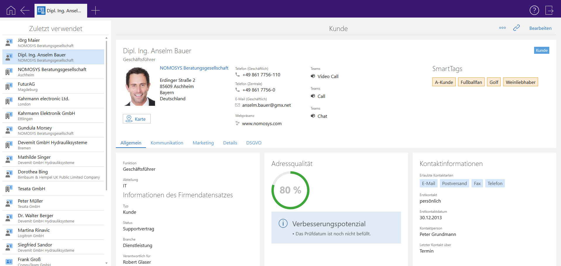 Adressmanagement: Adressen anlegen