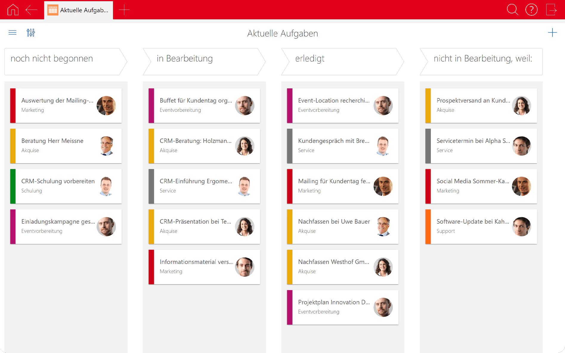 CRM-Projektmanagement: Aufgaben auf der Boardansicht