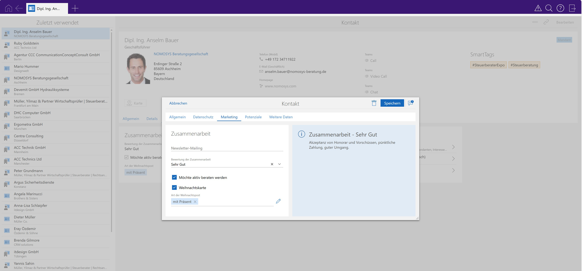 CAS Kanzlei CRM Weihnachtskartenprozess