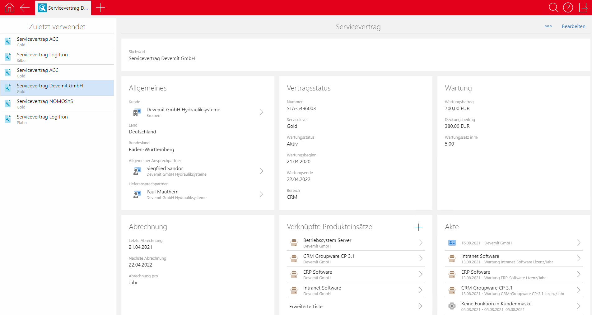 CRM für After-Sales und Service: Servicevertrag