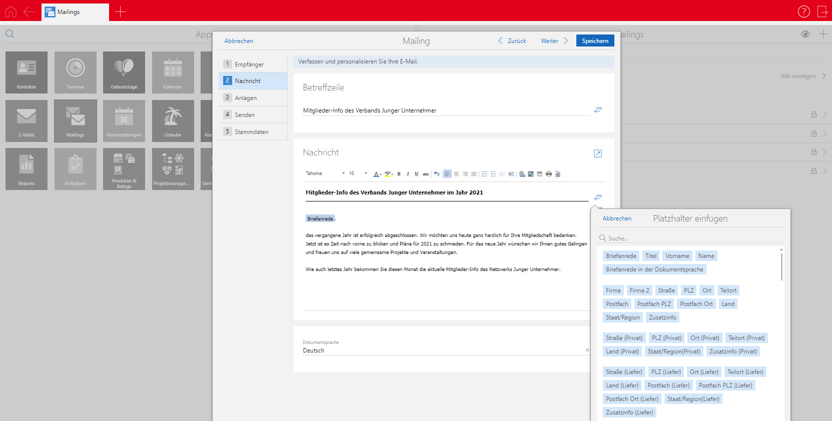 CRM für gemeinnützige Organisationen: E-Mailings an selektierte Zielgruppen