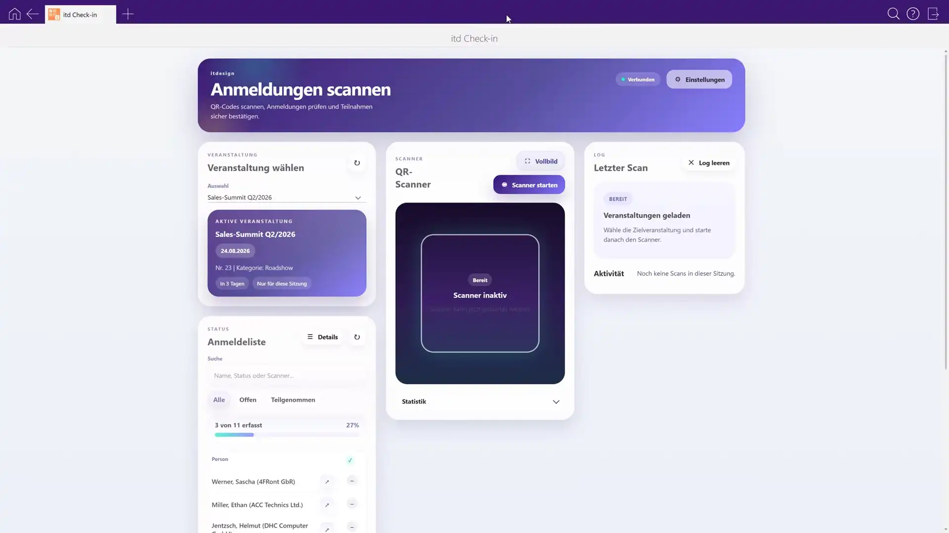 itd Check-in für CAS genesisWorld