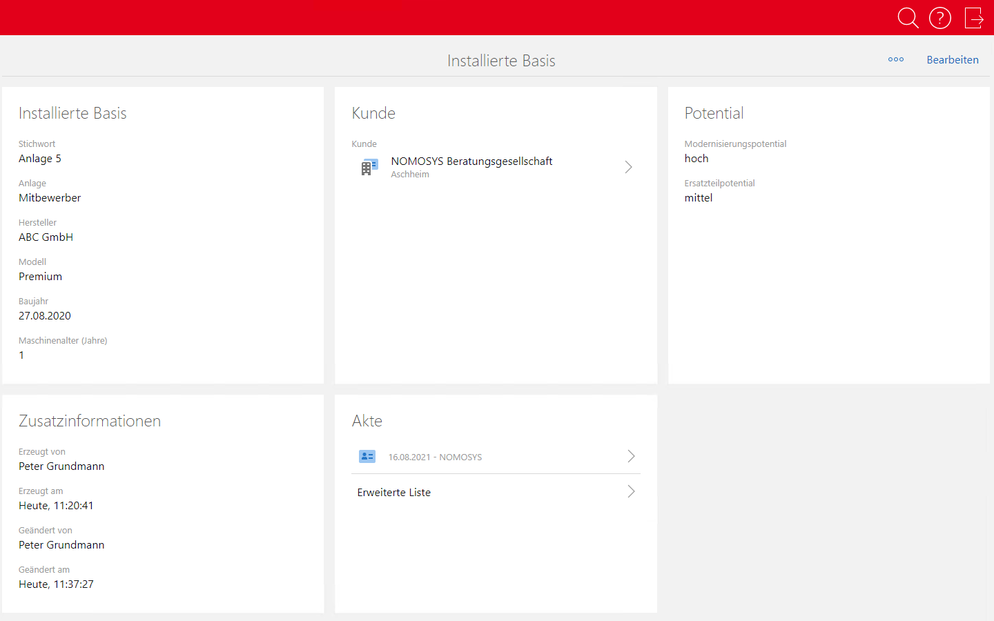 CRM für produzierende Unternehmen: Überblick die installierte Basis