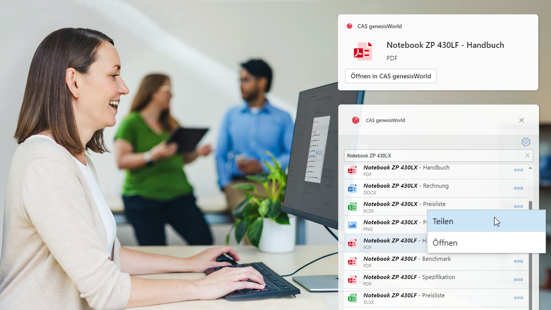 Erweitertes Add-in für Microsoft Teams in CAS genesisworld x16
