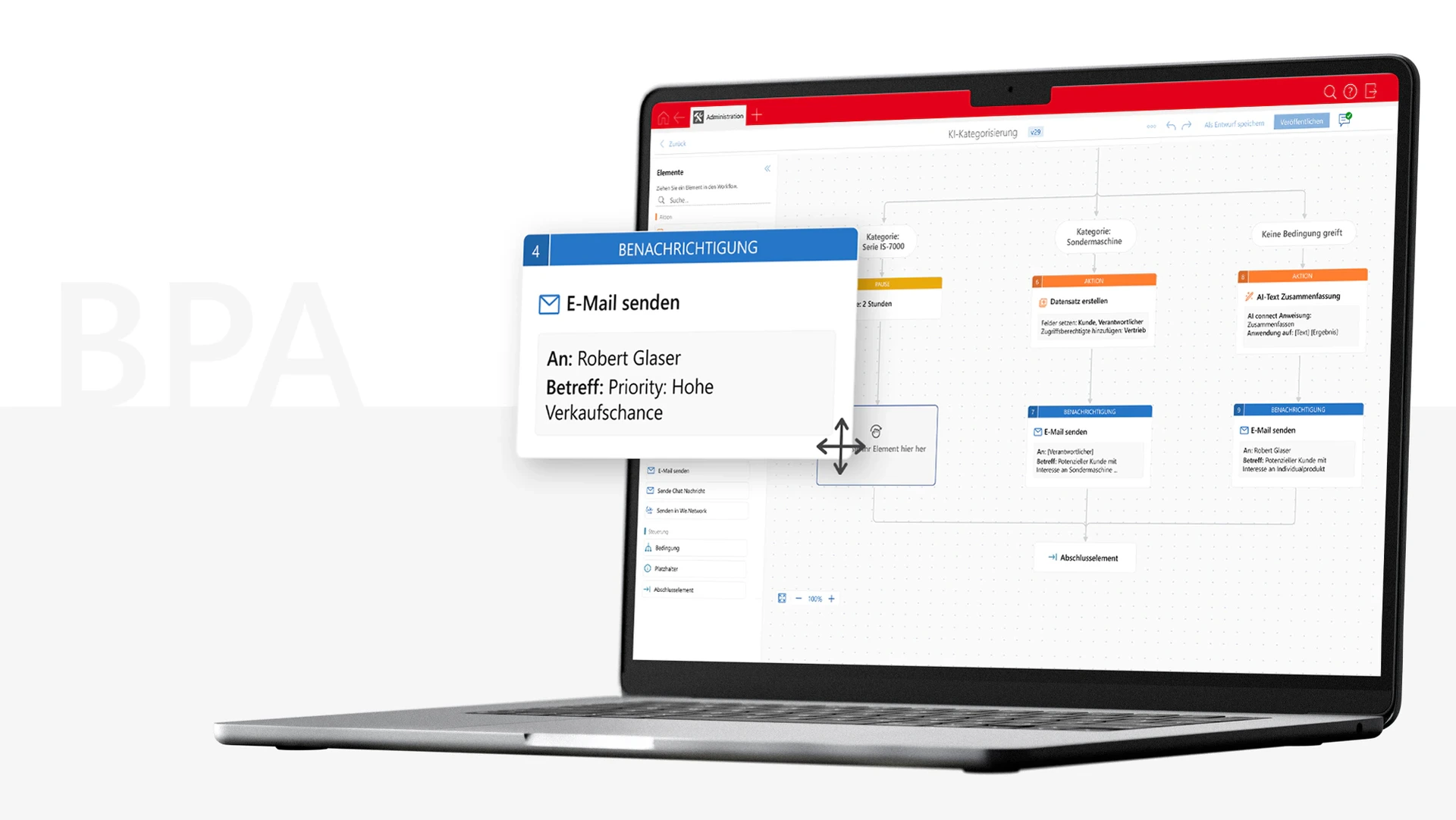 Screenshot der Prozessautomatisierung mit dem BPA in CAS genesisWorld