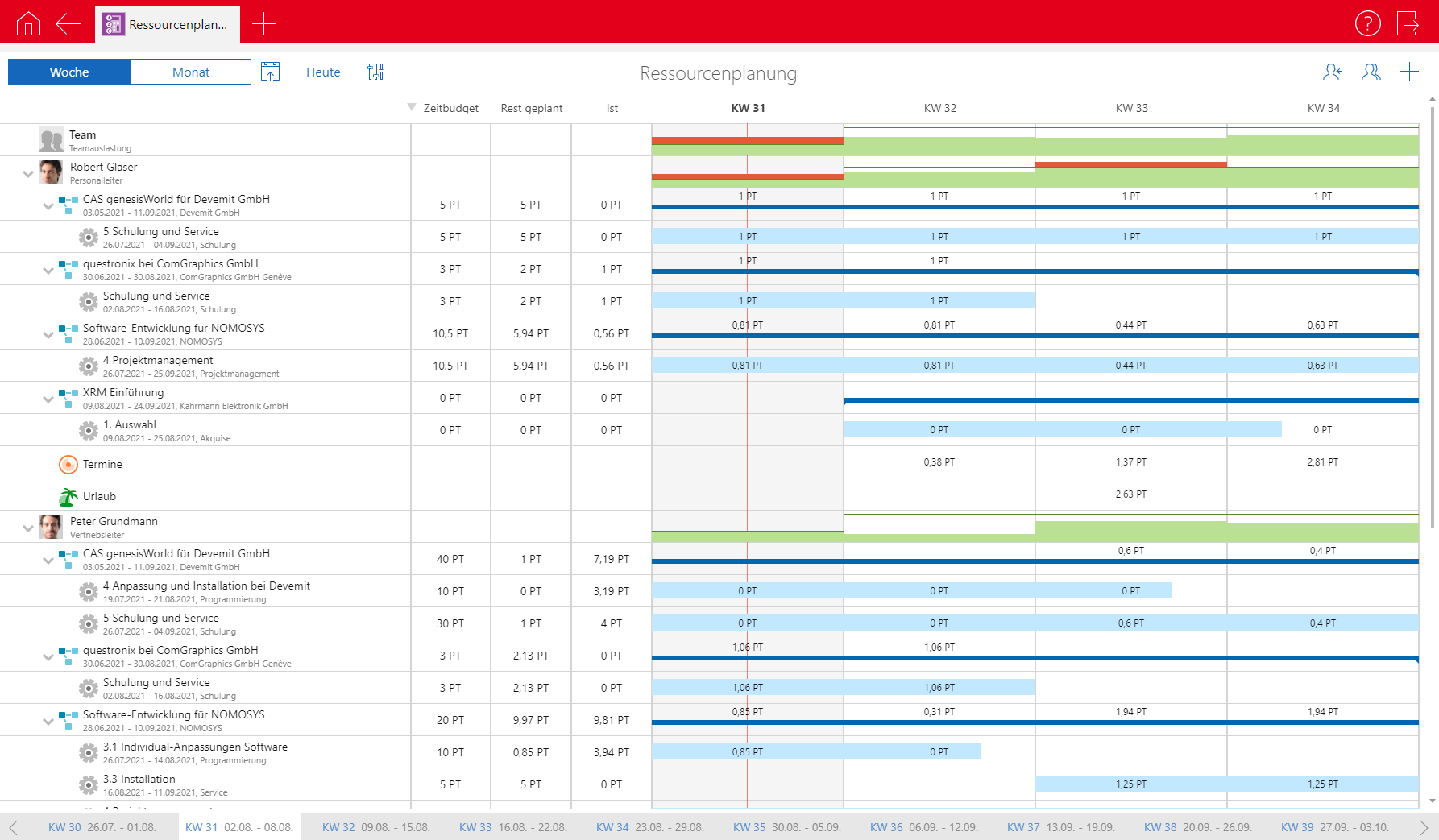 CRM-Projektmanagement: Ressourcenplanung
