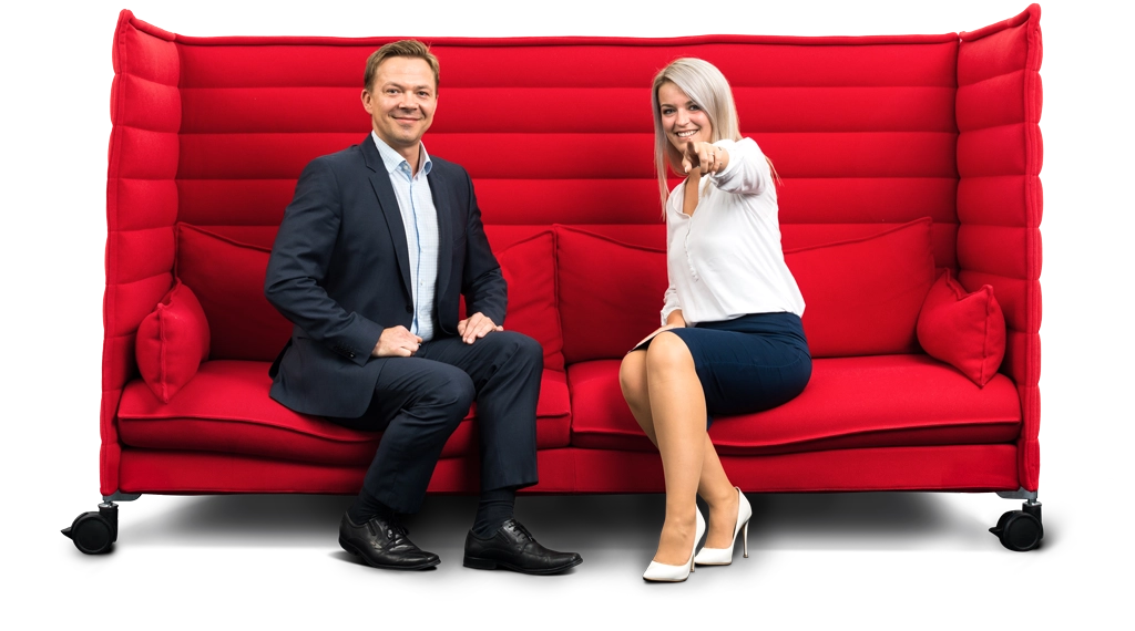 Werbebanner rotes Sofa